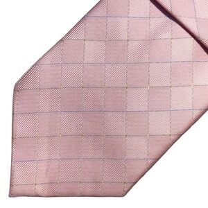 BURBERRY London Men's Checkered Neck Tie • 100% Silk • two-tone pink